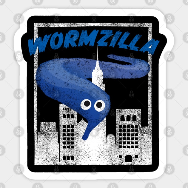 Blue Worm On A String Meme Wormzilla Retro Japanese Style Sticker by YourGoods